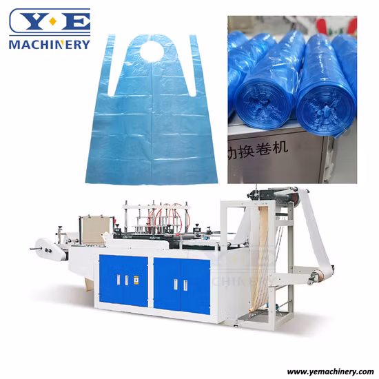 Automatic Plastic PE CPE Disposable Rolling Aprons Making Machine with Roll Changer
